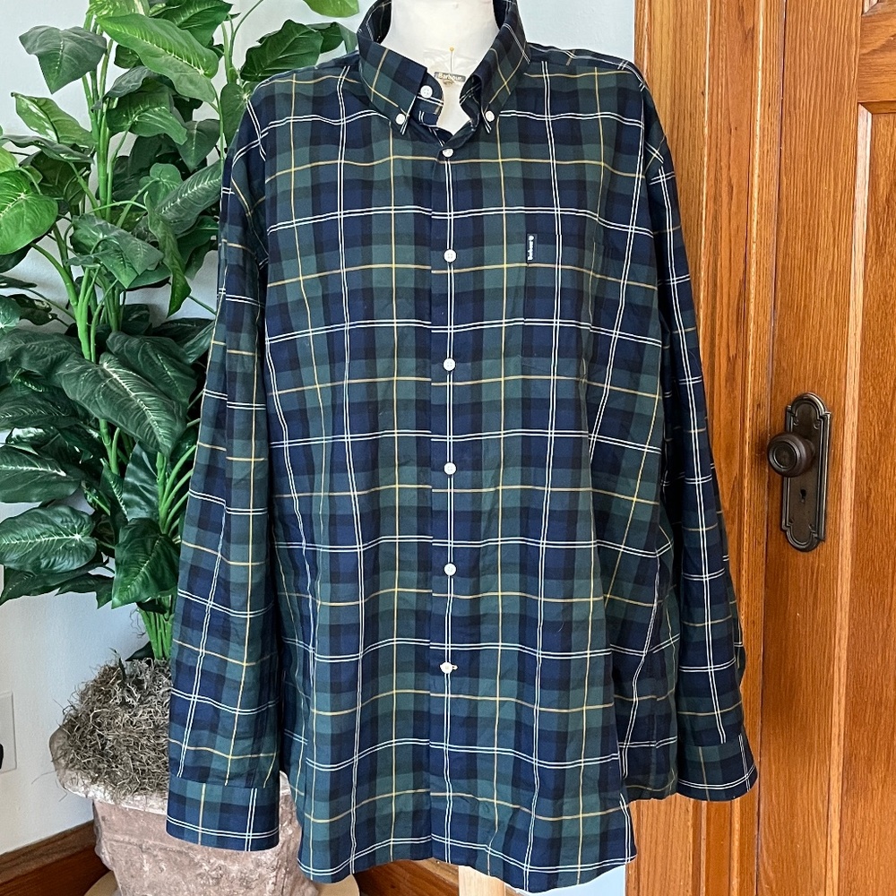 Men's Barbour Traditional Wetherham Tailored Plaid Shirt US Mens 2XL XXL + Bonus